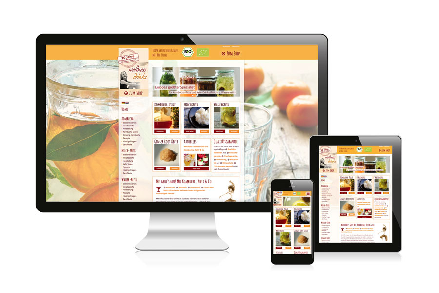 Webseite responsive Wellness Drinks