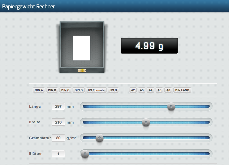 Papiergewichtrechner